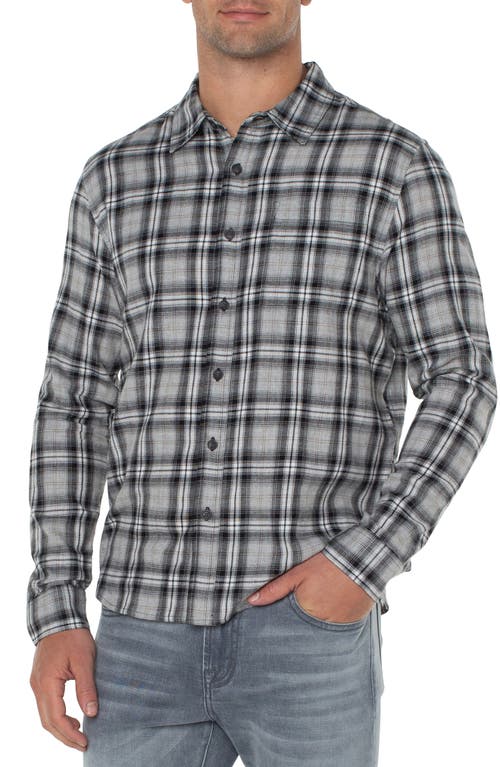 Liverpool Los Angeles Plaid Cotton Button-Up Shirt in Grey/Brown/Black at Nordstrom, Size Xx-Large