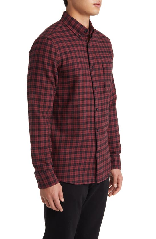 Nordstrom Marcus Trim Fit Check Flannel Button-down Shirt In Burgundy- Black Marcus Plaid