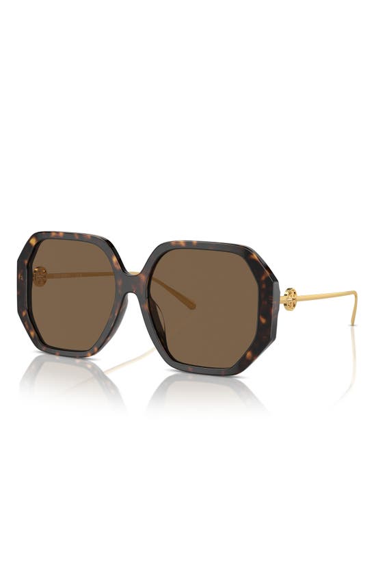 Tory Burch 57mm Irregular Sunglasses In Tortoise