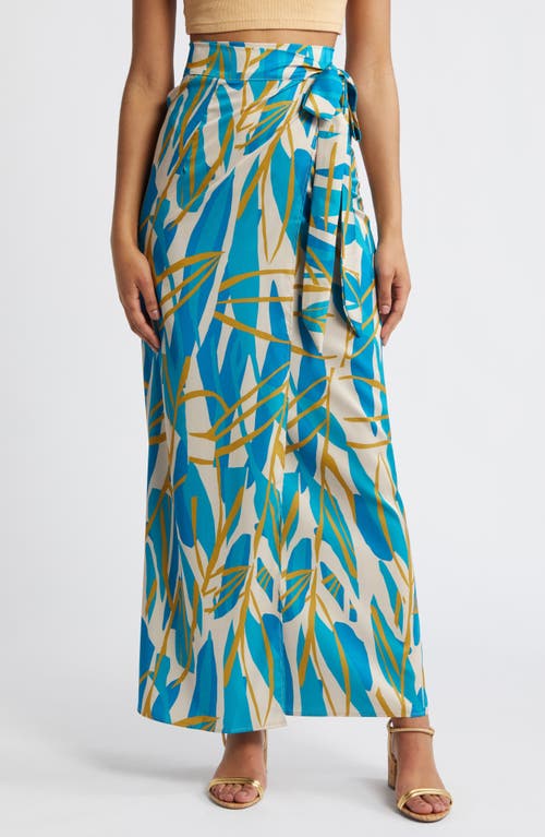 Seur Blossom Print Maxi Wrap Skirt in Teal