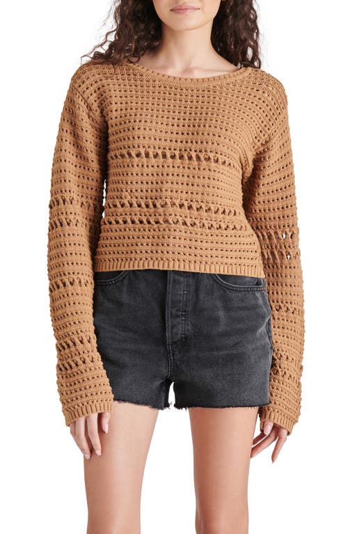 Shop Steve Madden Delicia Open Stitch Cotton Sweater In Toast