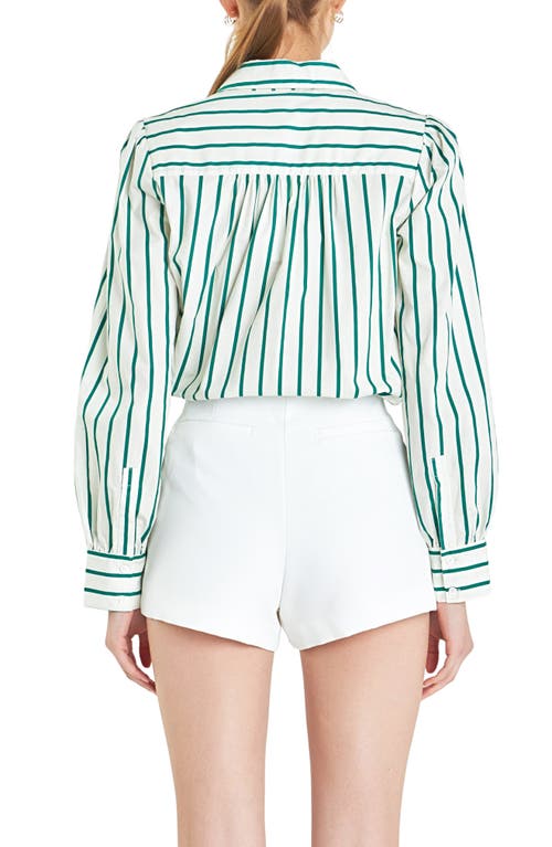 English Factory Stripe Cotton Shirt In Green