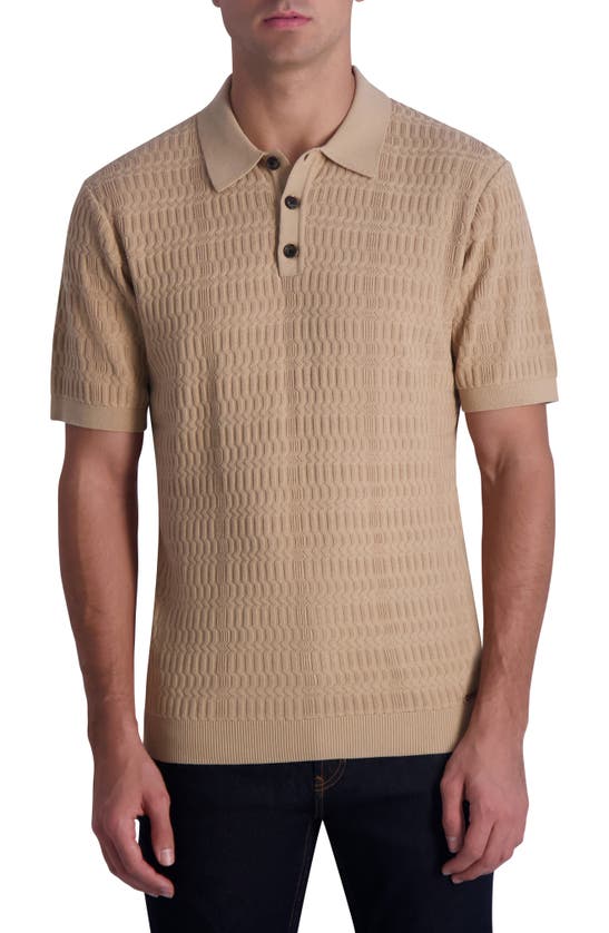 Shop Karl Lagerfeld Paris Textured Polo Sweater In Tan