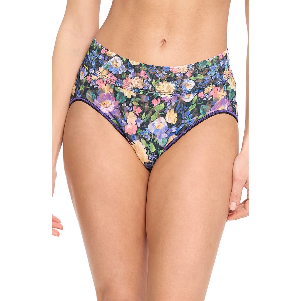 Hanky Panky Printed Signature Lace French Brief In Dream Garden Black