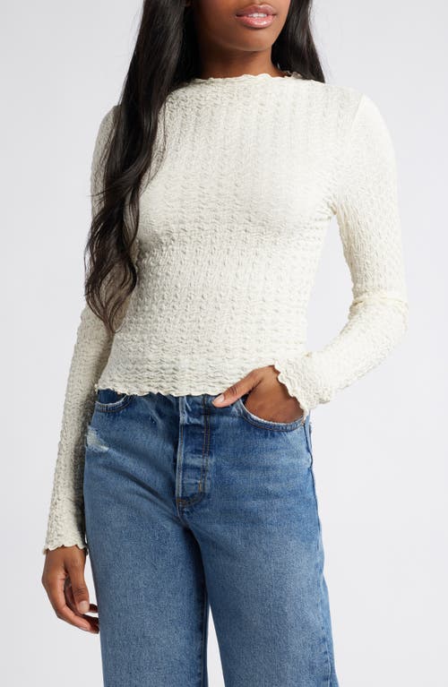 All in Favor Textured Boatneck Cotton Blend Top in Cream 