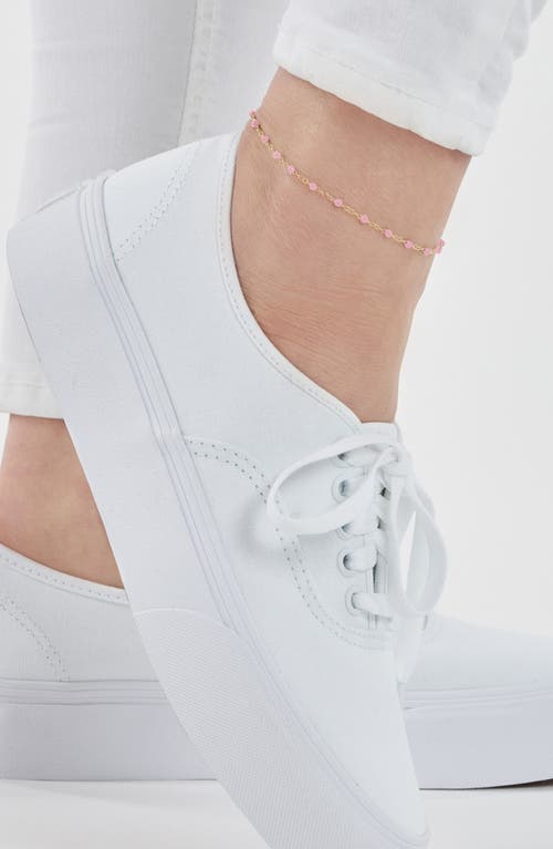 Central Park Enamel Station Chain Anklet In Pink