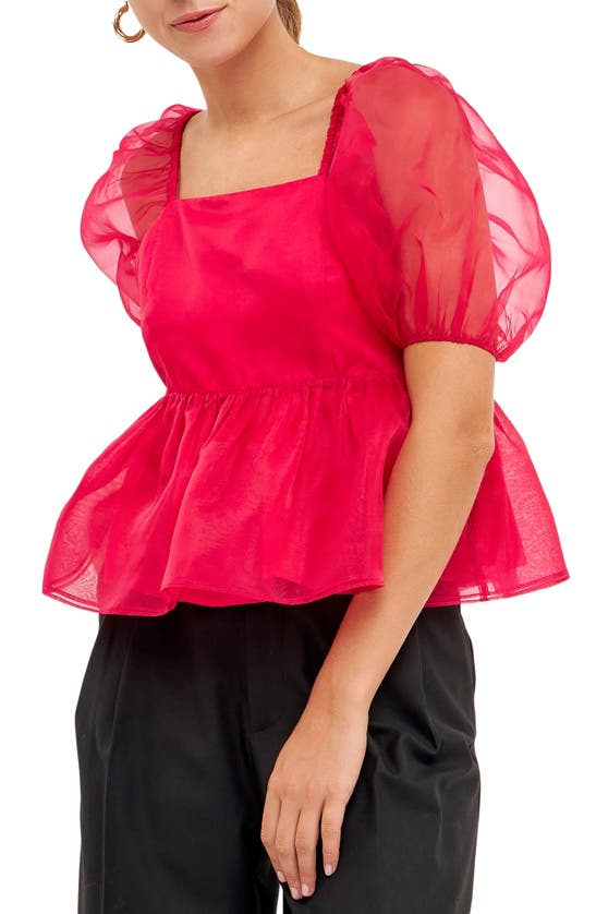 English Factory Organza Peplum Top In Pink