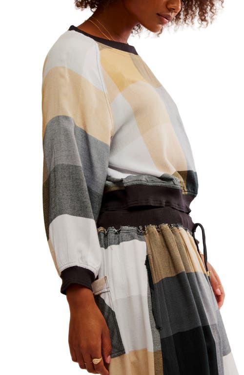 Free People Sugar Cookie Flannel Pajama Sweatshirt In Neutral Combo