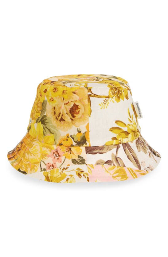 Shop Zimmermann Floral Print Cotton Canvas Bucket Hat In Patch Floral