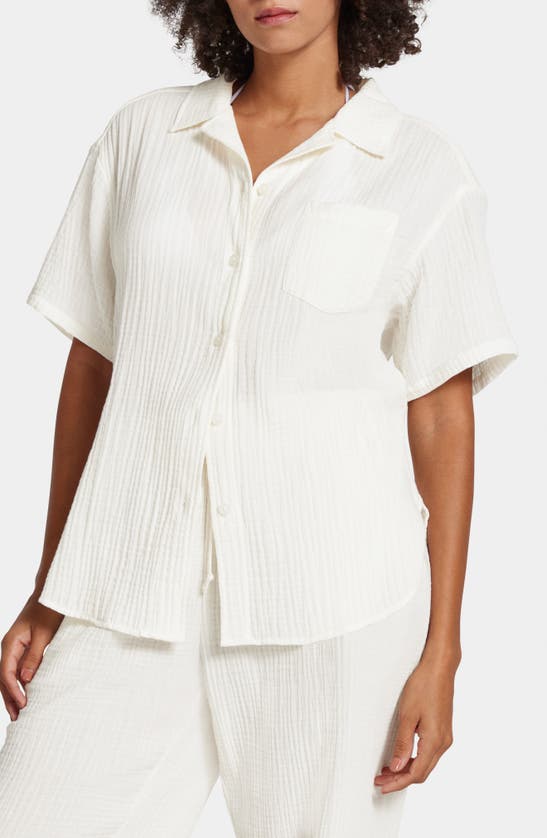 Shop Ugg Embrook Short Sleeve Cotton Gauze Pajama Top In Nimbus