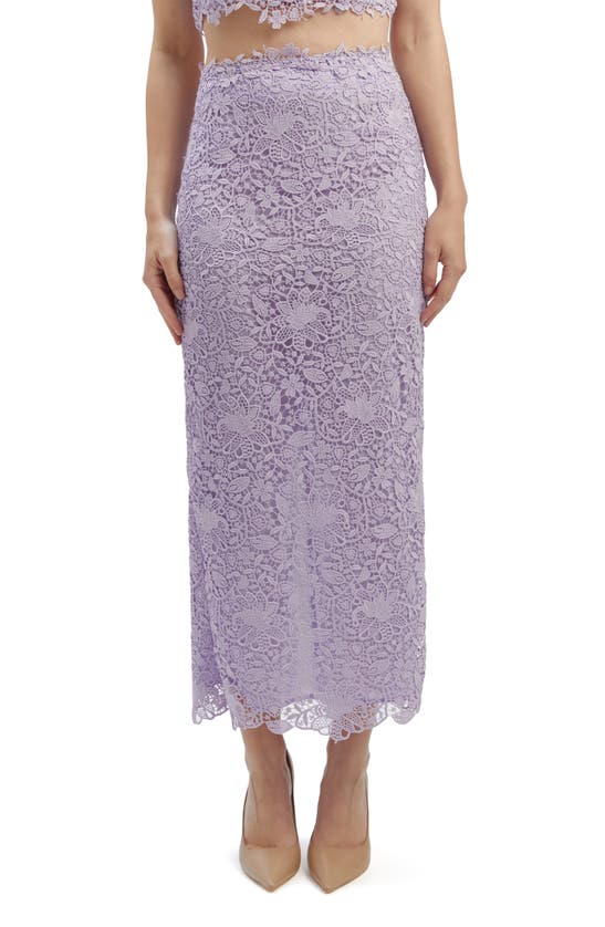 Shop Bardot Mariah High Waist Lace Maxi Skirt In Lilac