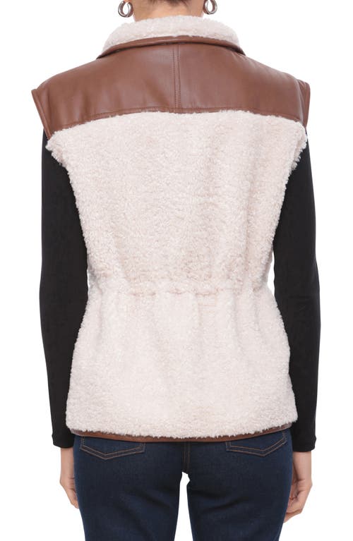 Shop Bagatelle Mixed Media Vest In Cocoa Dust/cream Combo