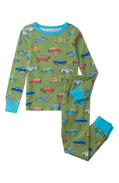 Hatley Kids' Pickup Print Organic Cotton Fitted Two-Piece Pajamas Green at Nordstrom,