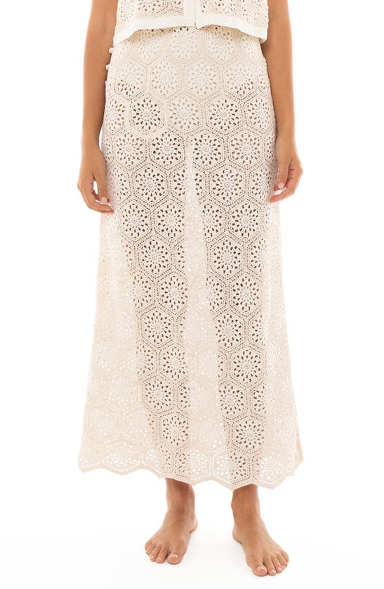 Shop Agua Bendita Tove Seed Crochet Cover-up Maxi Skirt In Ivory