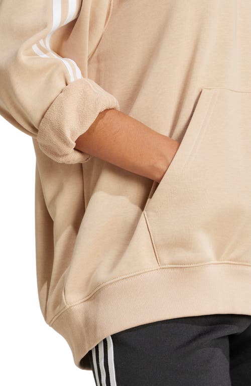 Shop Adidas Originals Adidas Adicolor 3-stripes Oversize Hoodie In Magic Beige