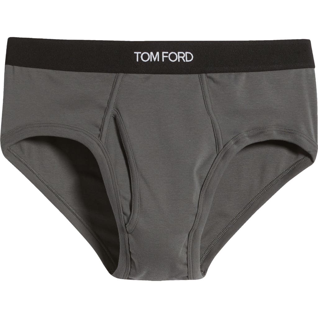 Tom Ford Cotton Stretch Jersey Briefs In Slate