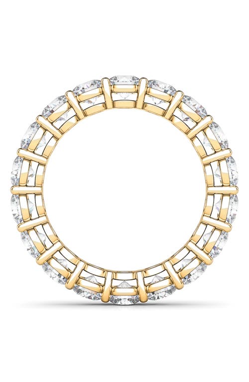 Hautecarat Round Cut Lab Created Diamond 18k Gold Eternity Band Ring In Yellow Gold