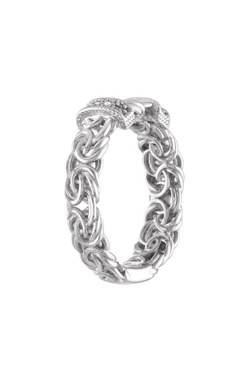 Fzn Diamond Byzantine Ring In White