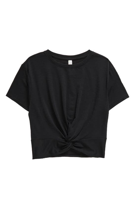Shop Zella Girl Kids' Twist Front T-shirt In Black