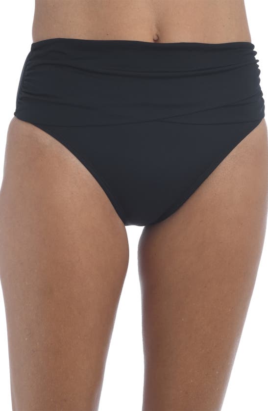 La Blanca Island Goddess Mid Waist Sash Band Swim Bottom In Black In Black
