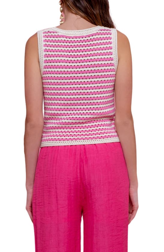 Shop Blu Pepper Open Stitch Stripe Sweater Vest In Pink