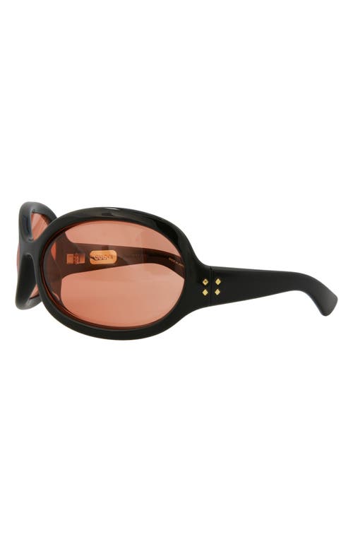 Gucci Novelty 77mm Oversize Shield Sunglasses In Black Black Red