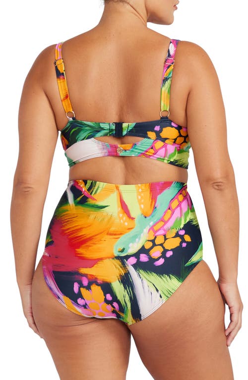 Artesands Chelona High-waist Ruched Bikini Bottoms In Navy