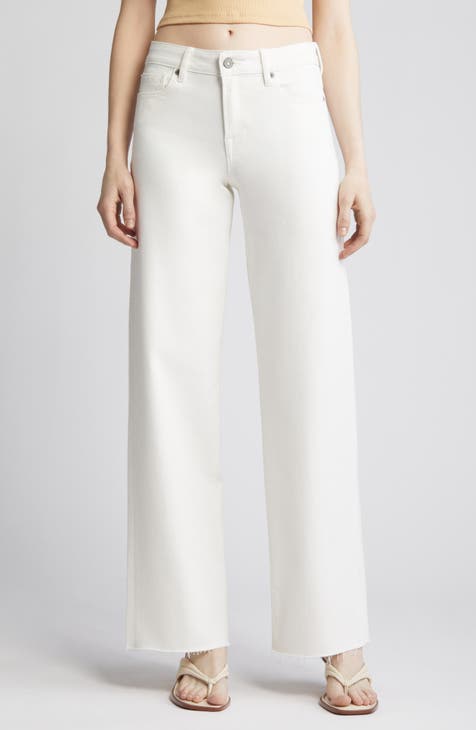 Extra High-Waisted Wide Leg Cut-Off White Jeans
