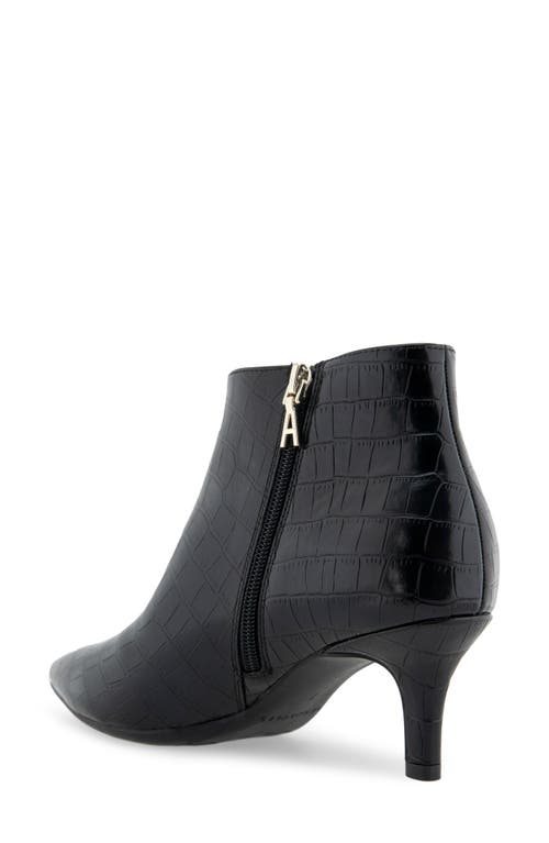 Shop Aerosoles Edith Faux Leather Bootie In Black Croco Faux Leather