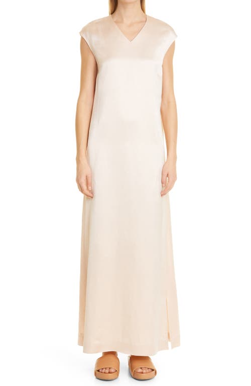 PARTOW Sloane V-Neck Satin Gown in Nude