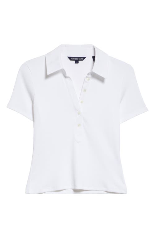 Shop Veronica Beard Kearney Stretch Cotton Polo In White