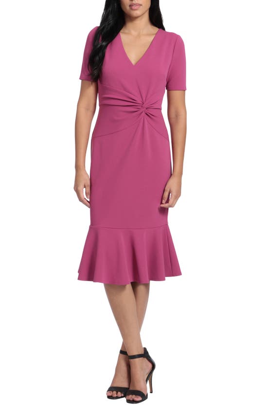 London Times Side Knot Scupa Crepe Flounce Dress In Baton Rouge