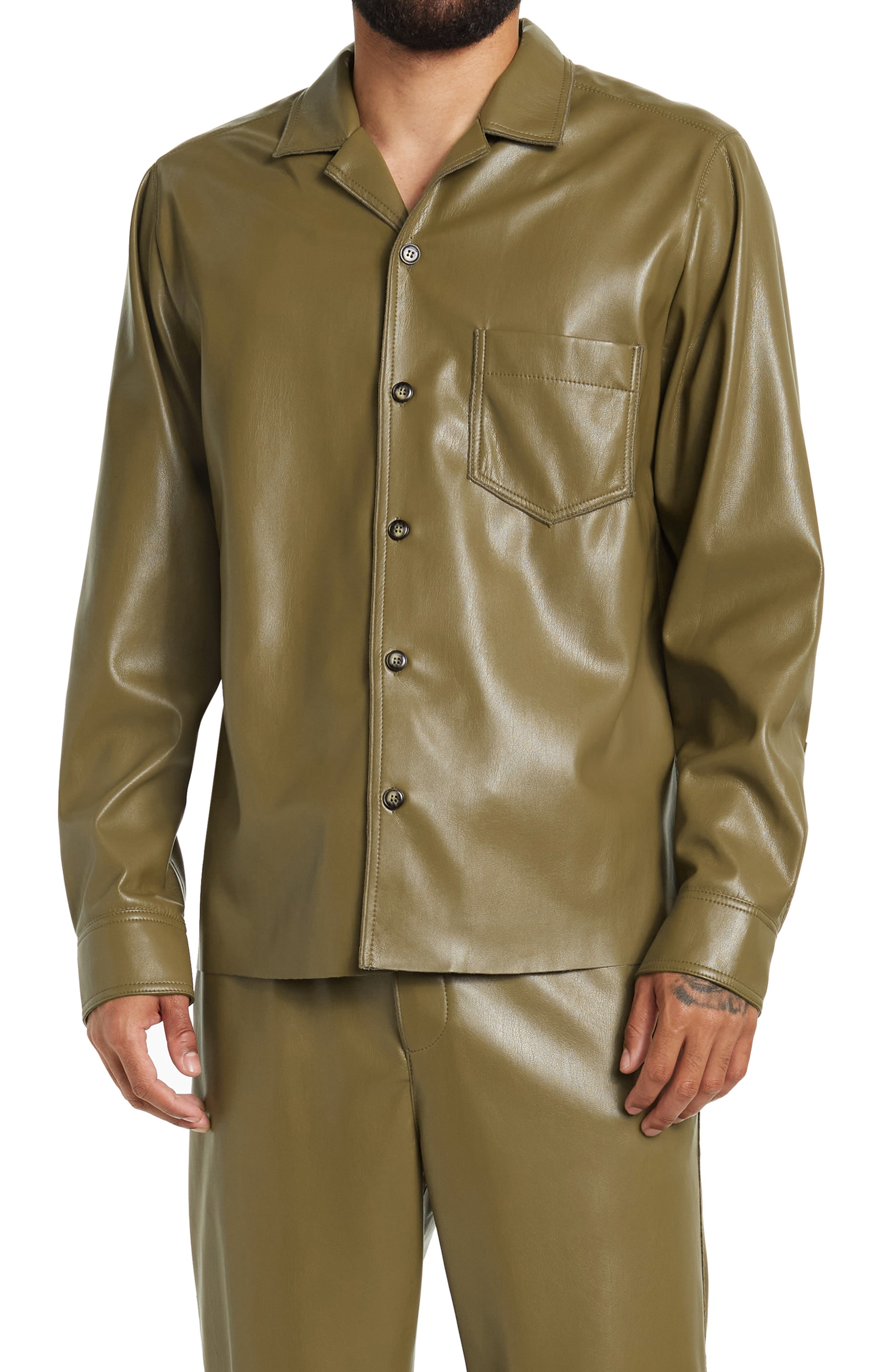Nanushka Meno Faux Leather Button-Up 