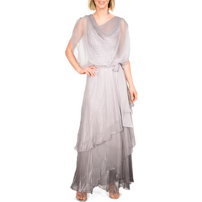 Komarov Cowl Neck Popover Gown, Grey