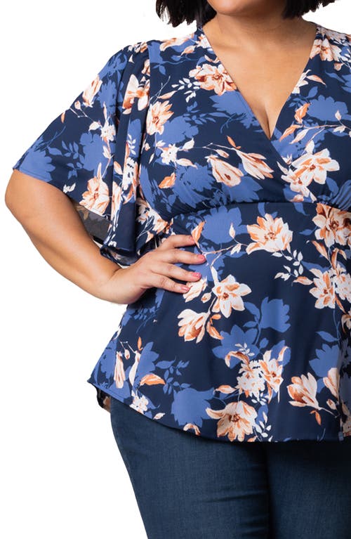 Shop Kiyonna Seaside Serenade Top In Blue Blossom Bliss