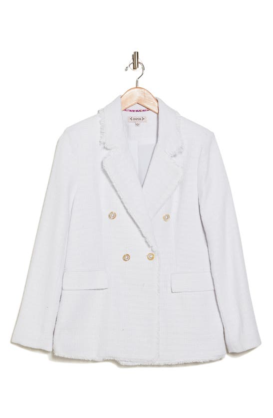 Nanette Lepore Double Breasted Tweed Blazer In White/ White