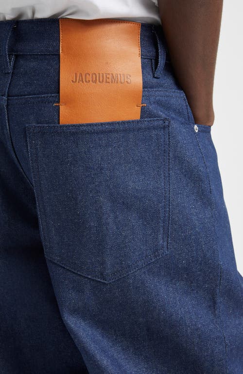 Shop Jacquemus Le De-nîmes Wide Leg Jeans In Navy/navy Stripe 38f