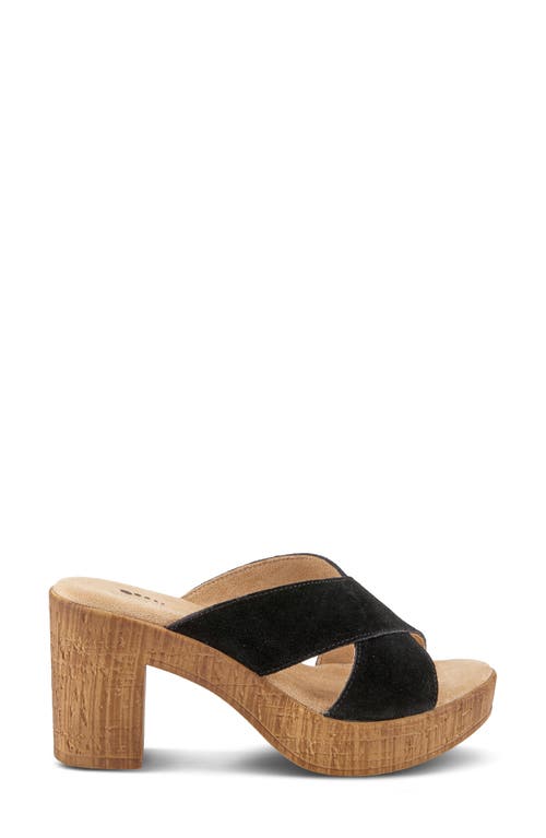 Spring Step Blanchar Platform Sandal In Black Suede