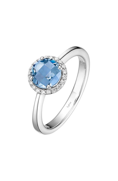 Shop Lafonn Birthstone Halo Ring In December Blue Topaz/silver