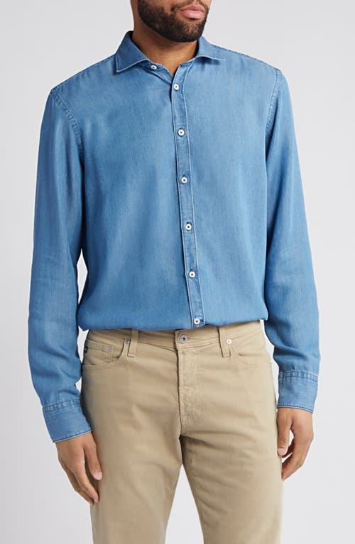 Canali Chambray Dress Shirt Blue at Nordstrom,