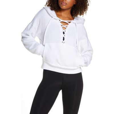 Free People Fp Movement Believe It Lace-Up Hoodie, White