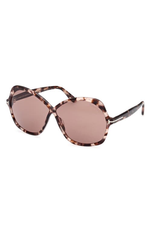Tom Ford Rosemin Acetate Butterfly Sunglasses In Shiny Coloured Havana/pink