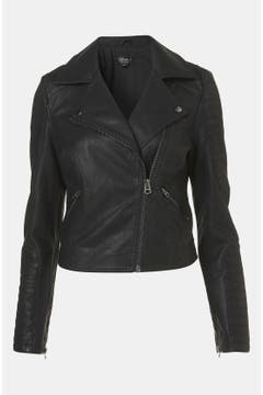 Topshop 'Cross' Studded Faux Leather Jacket | Nordstrom