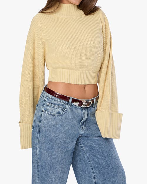 Shop Weworewhat Cropped Turtle Neck Sweater In Wheat