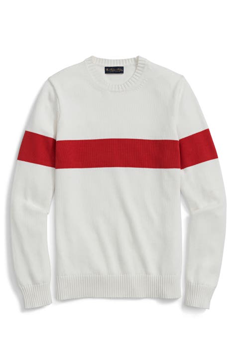 Chest Stripe Cotton Crewneck Sweater