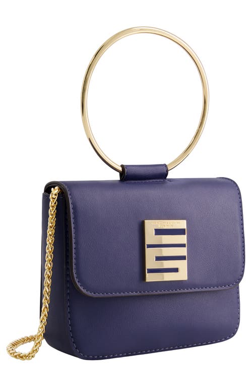 Shop Christian Siriano Ring Handle Mini Flap Crossbody Bag In Blue