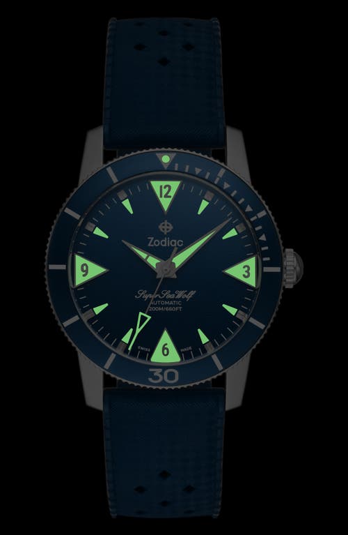 Shop Zodiac Super Sea Wolf Rubber Strap Watch, 39mm In Blue