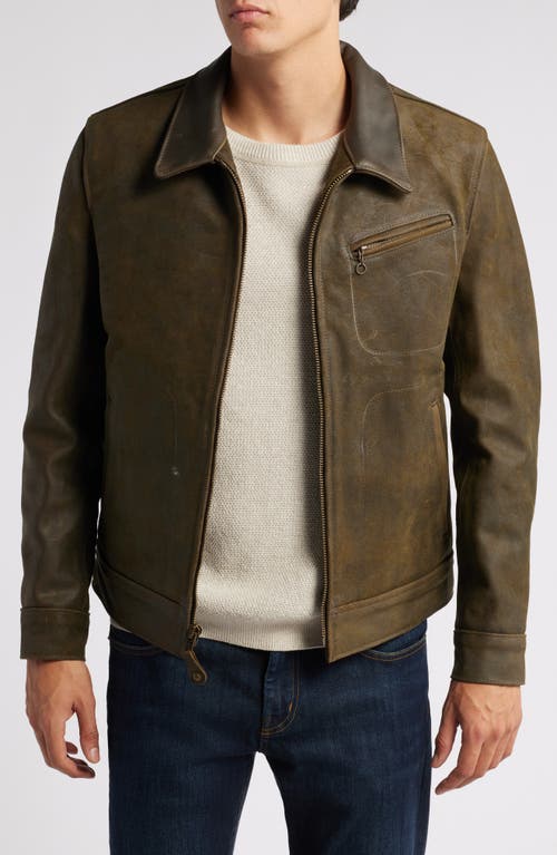 Schott NYC Leather Jacket in Olive 