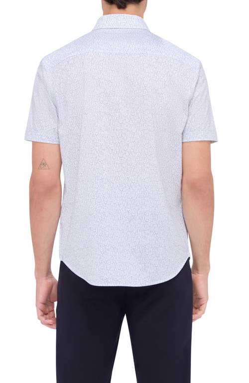 Shop Bugatchi Miles Ooohcotton® Barware Print Short Sleeve Button-up Shirt In White