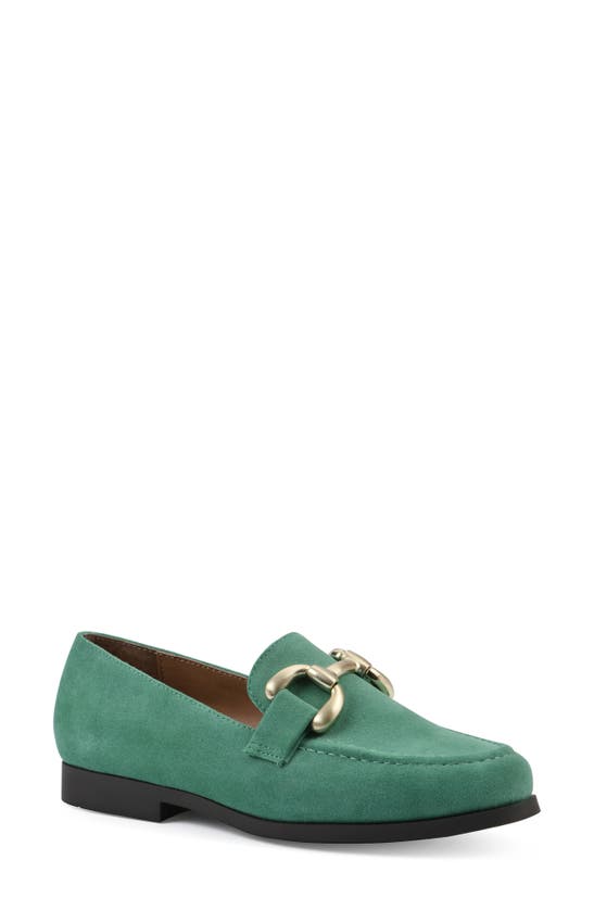 White Mountain Footwear Cassino Buckle Loafer In Classic.green/ Suede